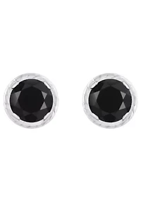 10K Gold 5mm Round Black Onyx Martini Rope Stud Earrings