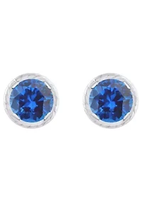 Lab Created 10K Gold 5mm Round Sapphire Martini Rope Stud Earrings
