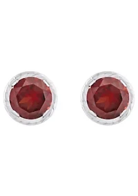 10K Gold 5mm Round Garnet Martini Rope Stud Earrings