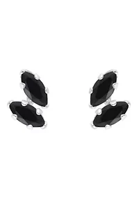 10K Gold 4x2mm Marquise Black Onyx Stud Earrings
