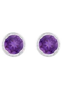 10K Gold 5mm Round Amethyst Martini Rope Stud Earrings