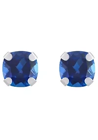 Lab Created 10K Gold 5mm Cushion Sapphire Stud Earrings