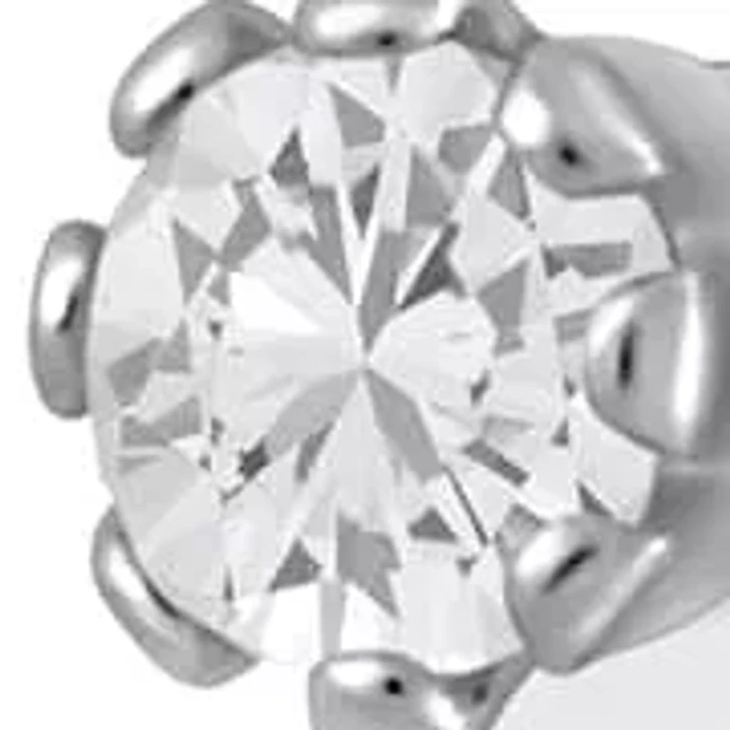 14K Gold White Topaz Initial Earring