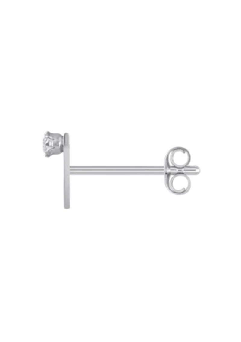 14K Gold White Topaz Initial Earring