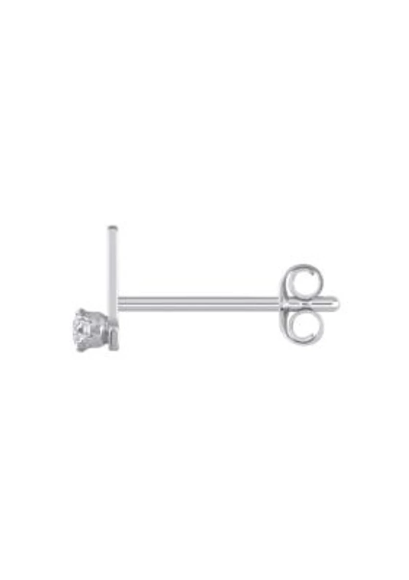 14K Gold White Topaz Initial Single Stud Earring