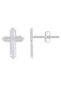 14K Gold Cross Stud Earrings