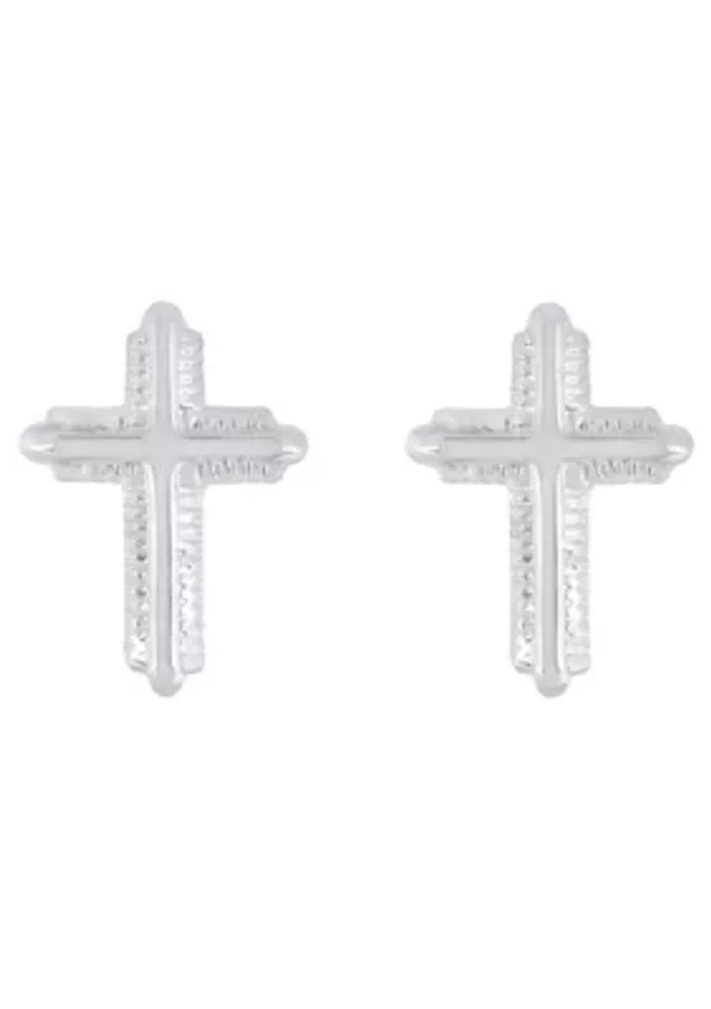 14K Gold Cross Stud Earrings