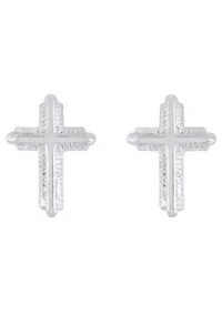 14K Gold Cross Stud Earrings
