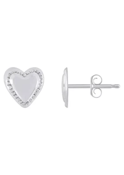 14K Gold Heart Stud Earrings