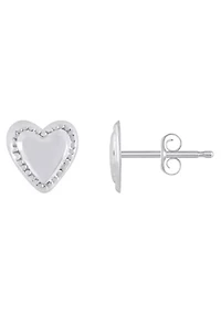 14K Gold Heart Stud Earrings