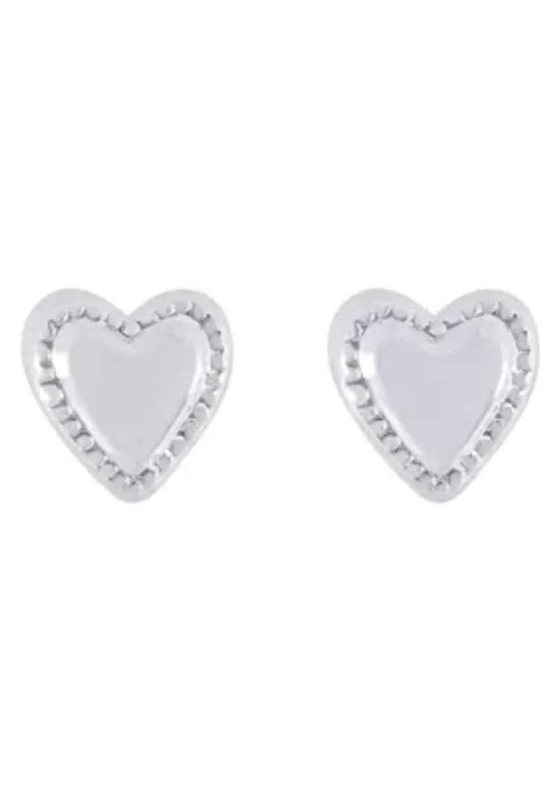 14K Gold Heart Stud Earrings