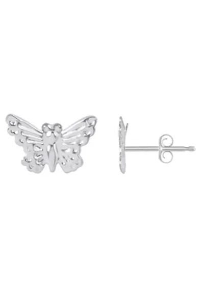 14K Gold Butterfly Stud Earrings