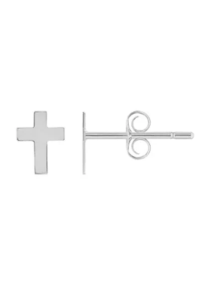 14K Gold Cross Stud Earrings