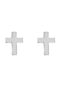 14K Gold Cross Stud Earrings