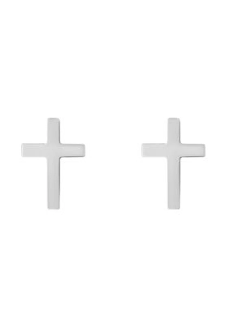 14K Gold Cross Stud Earrings
