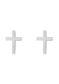 14K Gold Cross Stud Earrings