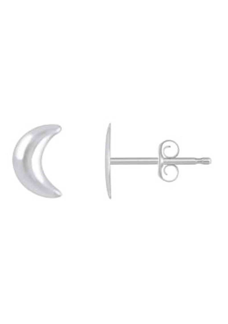 14K Gold Crescent Moon Stud Earrings
