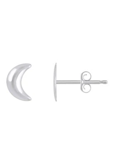 14K Gold Crescent Moon Stud Earrings