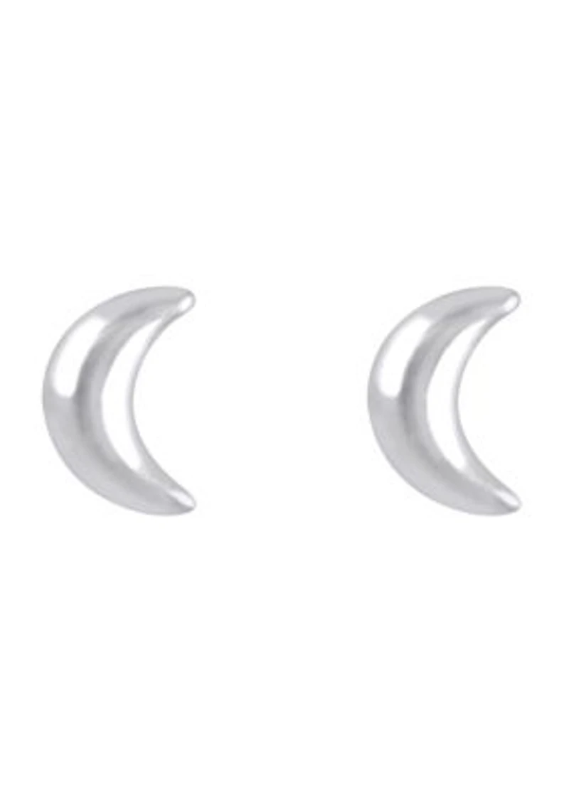 14K Gold Crescent Moon Stud Earrings