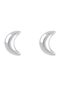 14K Gold Crescent Moon Stud Earrings