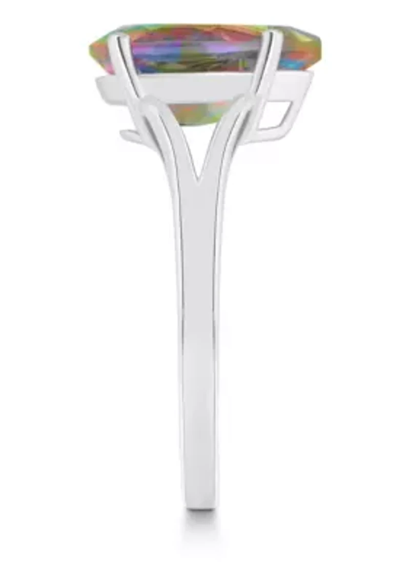 Sterling Silver 12x8mm Pear Shape Mystic Topaz Ring
