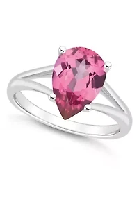 Sterling Silver 12x8mm Pear Shape Pink Topaz Ring
