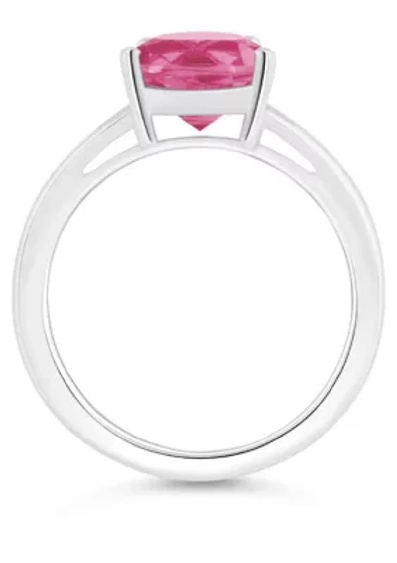 Sterling Silver 12x8mm Pear Shape Pink Topaz Ring