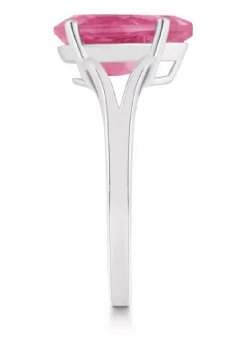 Sterling Silver 12x8mm Pear Shape Pink Topaz Ring