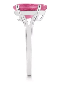 Sterling Silver 12x8mm Pear Shape Pink Topaz Ring