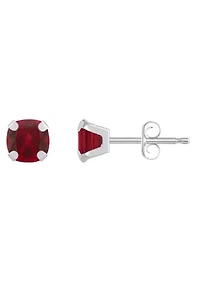 Lab Created 10K Gold 5mm Cushion Cut Ruby Stud Earrings