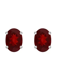 14K Gold 7x5mm Oval Garnet Stud Earrings