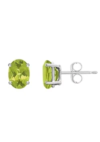 14K Gold 7x5mm Oval Peridot Stud Earrings