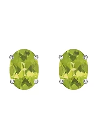 14K Gold 7x5mm Oval Peridot Stud Earrings