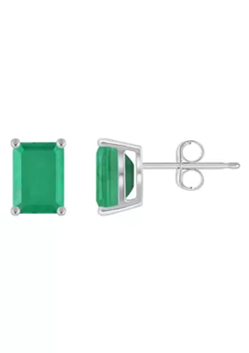 14K Gold 7x5mm Emerald Cut Stud Earrings