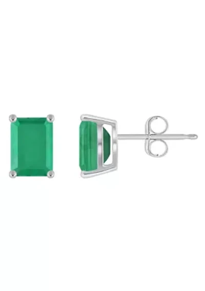 14K Gold 7x5mm Emerald Cut Stud Earrings