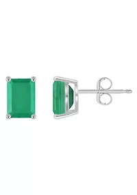 14K Gold 7x5mm Emerald Cut Stud Earrings