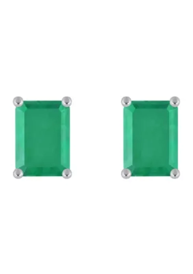 14K Gold 7x5mm Emerald Cut Stud Earrings