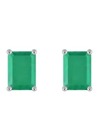 14K Gold 7x5mm Emerald Cut Stud Earrings