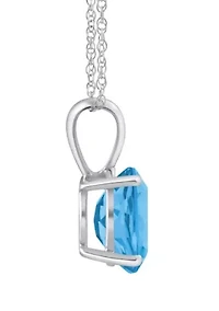 14K Gold 9x7mm Oval Blue Topaz Pendant Necklace