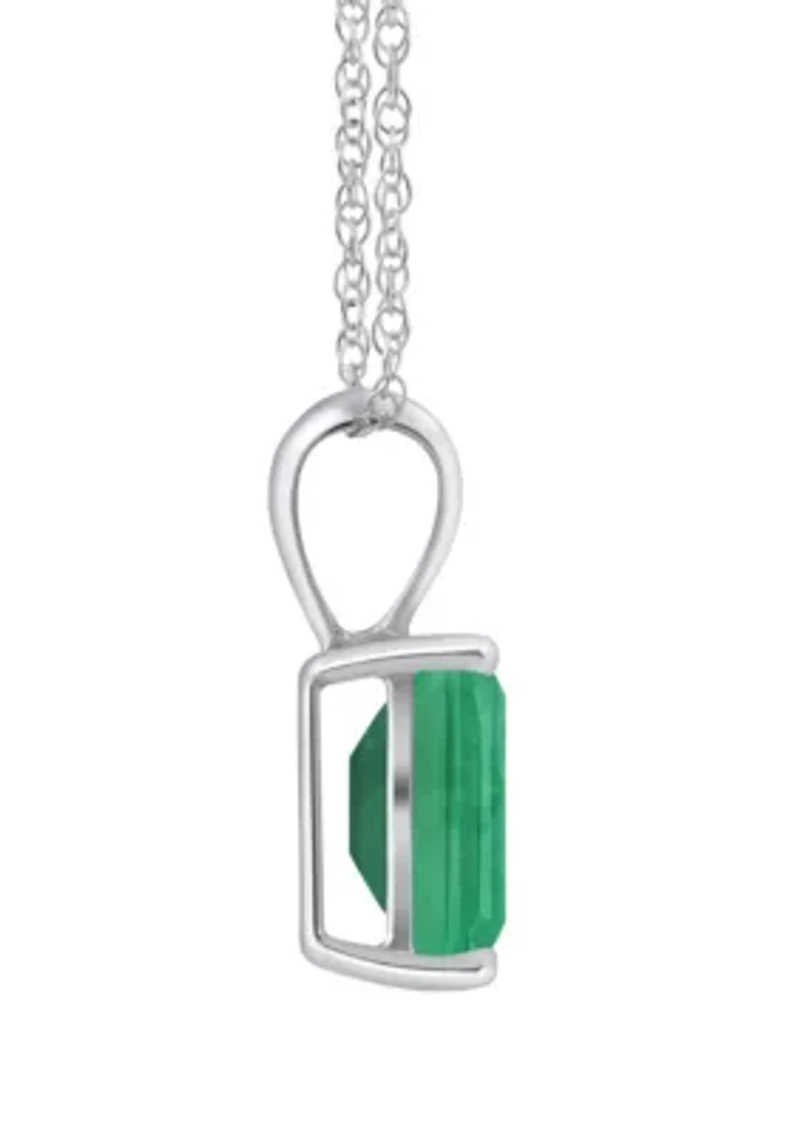 14K Gold 7x5mm Emerald Cut Pendant Necklace