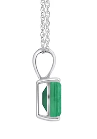14K Gold 7x5mm Emerald Cut Pendant Necklace