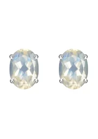 14K Gold 7x5mm Oval Moonstone Stud Earrings