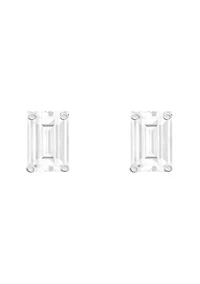 14K Gold 6x4mm Emerald Cut White Topaz Stud Earrings