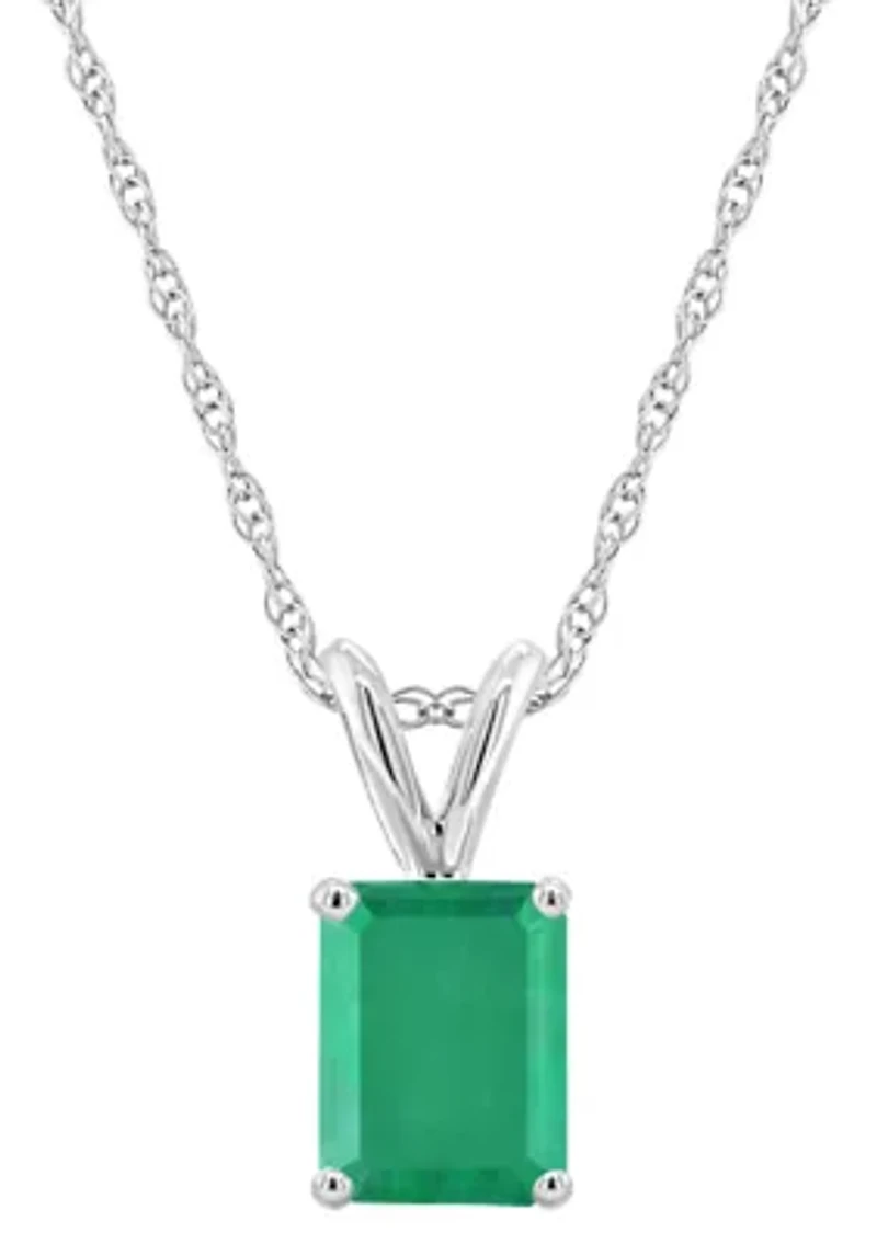 14K Gold 8x6mm Emerald Cut Pendant Necklace