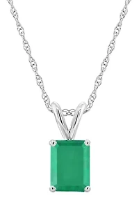 14K Gold 8x6mm Emerald Cut Pendant Necklace