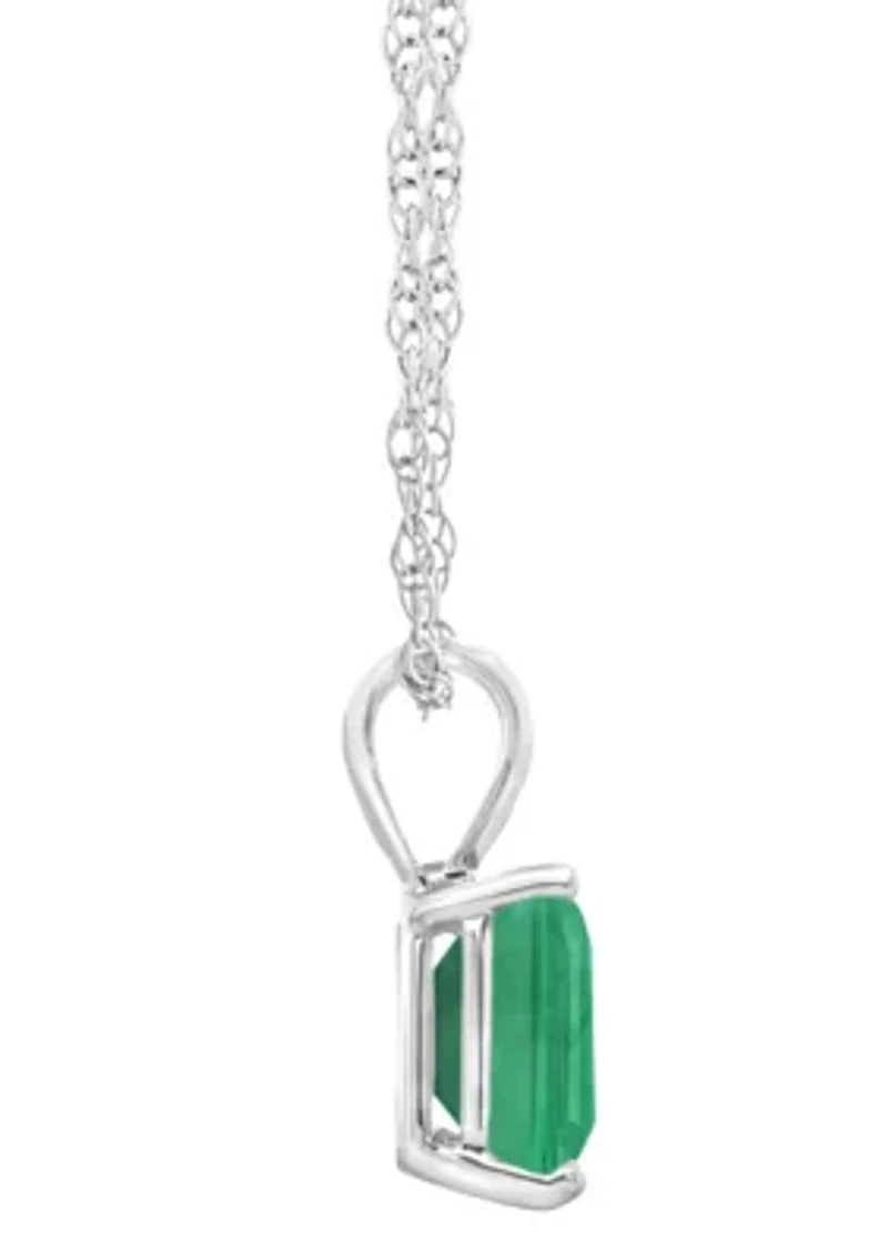 14K Gold 8x6mm Emerald Cut Pendant Necklace