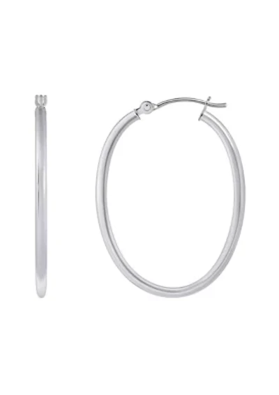 14K Gold 30mm Oval Click Hoop Earrings