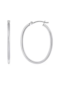 14K Gold 30mm Oval Click Hoop Earrings