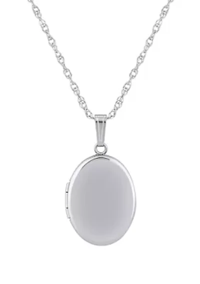 14K Gold Oval Locket Pendant Necklace