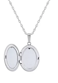 14K Gold Oval Locket Pendant Necklace